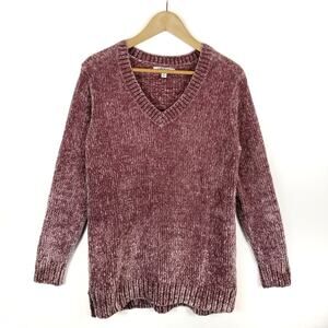 Orvis Women's Chenille V-Neck Sweater Size L Large Plum